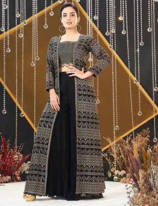 Newest georgette black palazzo suit