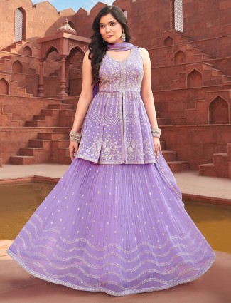 lilac purple lehenga suit with choker dupatta