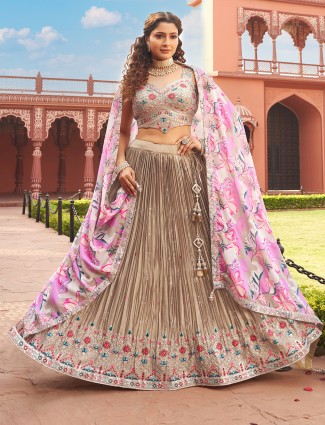 Stunning beige wedding georgette lehenga choli