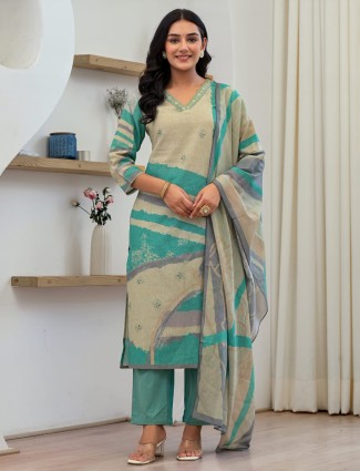 Awesome sky blue cotton kurti set