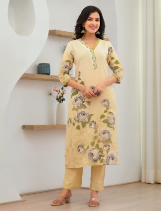 Stunning beige kurti set in cotton