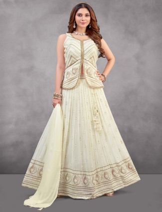 Wedding cream georgette lehenga choli