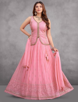 Trendy pink georgette lehenga choli