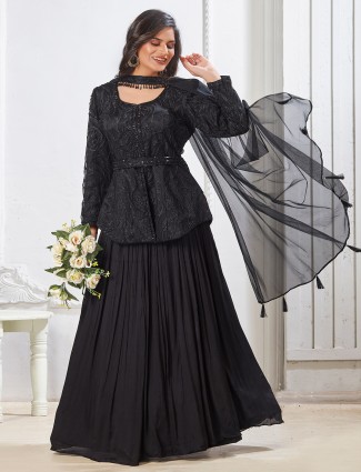 Stunning black georgette lehenga choli with dupatta