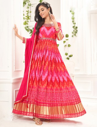 Rani color printed anarkali suit