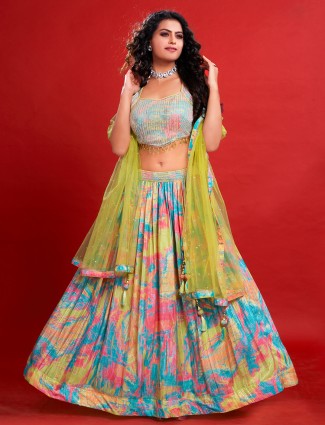 Multi color wedding georgette lehenga choli