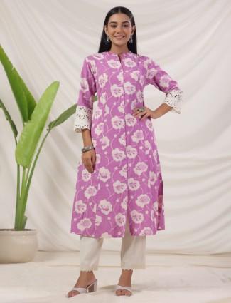 Stunning purple cotton kurti