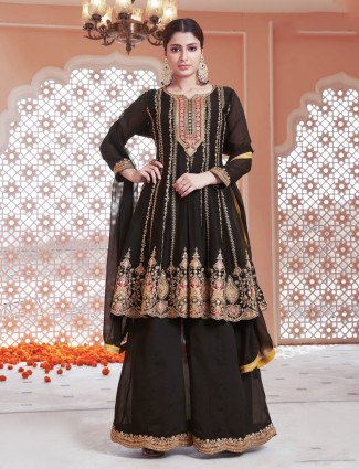 Trendy balck georgette palazzo suit