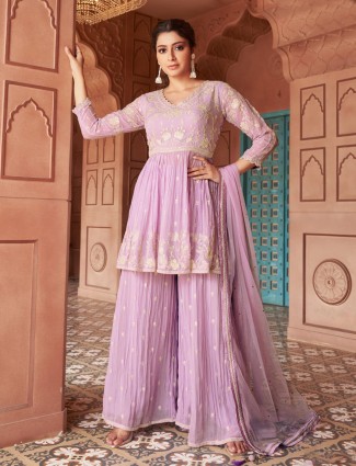 Georgette light purple palazzo suit