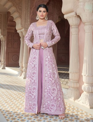 Jacket style lilac purple palazzo suit