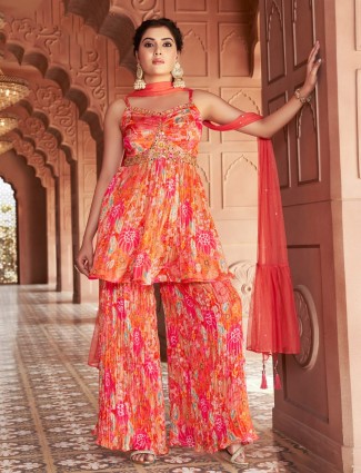 Georgette printed palazzo suit for festive