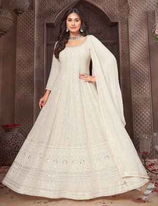 Anarkali off-white georgette suit