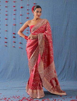 Trendy red silk saree for wedding