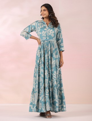 Mismerzing light blue printed kurti