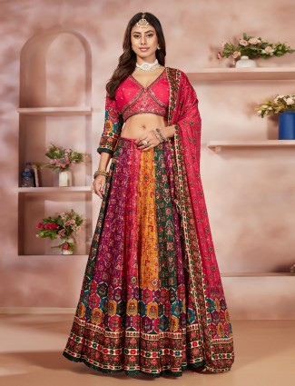 Trendy multi color silk lehenga choli