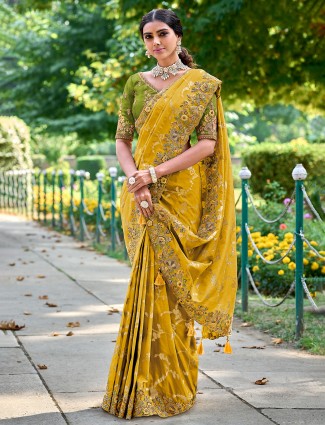 Pretty silk mustard yellow saree