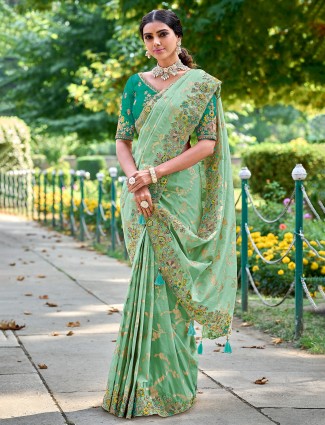 Beautiful light green silk saree