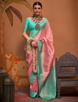 Newest pink silk saree