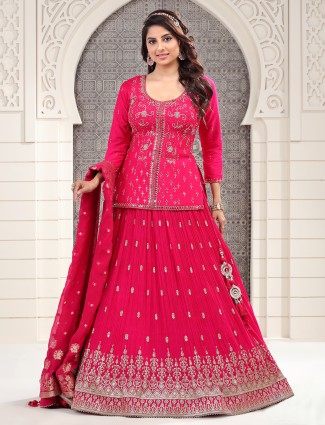 Smashing magenta georgette lehenga choli