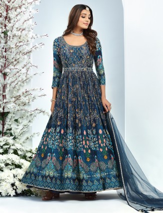 Rama blue anarkali georgette suit