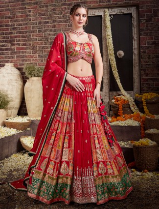 Georgette wedding lehenga choli in maroon