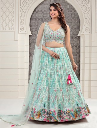 Trendy light green lehenga choli in georgette