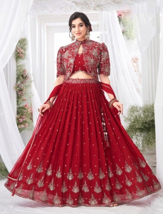 Maroon georegtte lehenga choli