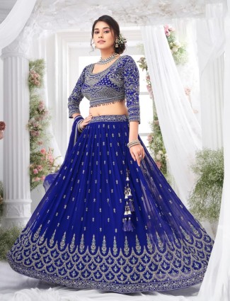 Trendy dark blue georgette lehenga choli