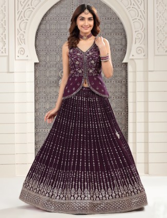 Latest dark purple georgette lehenga choli