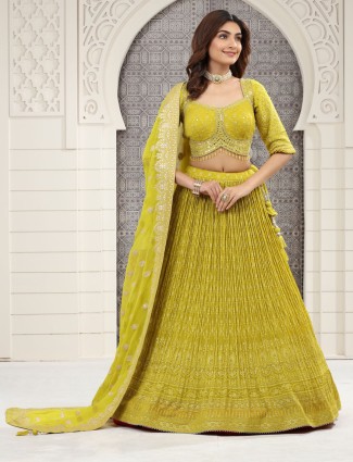 georgette light green lehenga choli