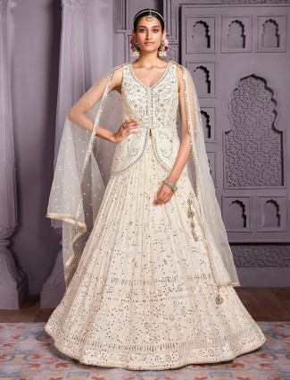 Amazing cream georgette lehenga choli