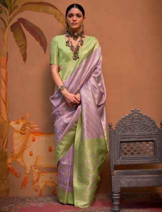 Trendy silk mauve purple saree