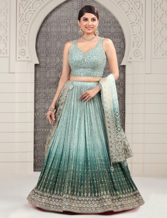 Beautiful sky blue lehenga choli in georgette