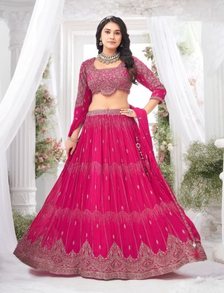 Georgette magenta lehenga choli with dupatta