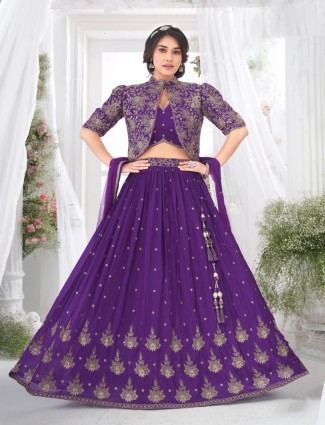 Trendy dark purple lehenga choli