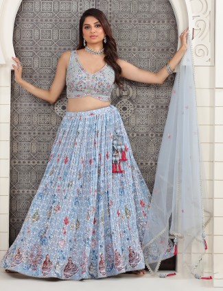 Light blue georgette lehenga choli