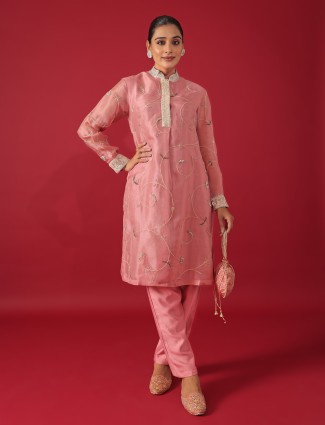 Gorgeous peach georgette salwar suit