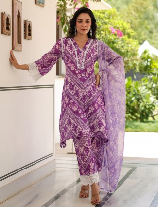 Amazing purple cotton kurta suit