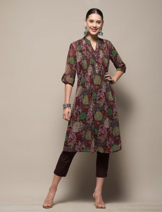 BIBA black printed cotton kurti