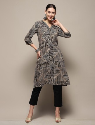 BIBA black zig-zag pattern cotton kurti