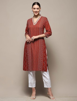 BIBA cotton printed brown kurti