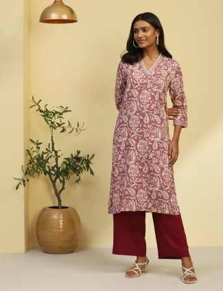 BIBA mauve pink cotton printed kurti