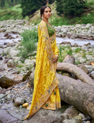 Classy mustard yellow silk saree