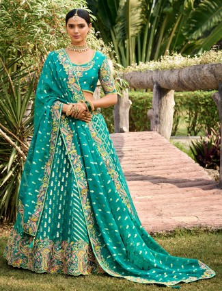 Amazing rama blue unstitched lehenga choli