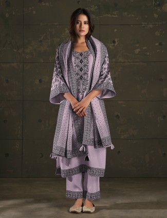 Stunning light purple cotton silk kurti set