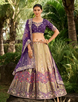 Trendy dark purple unstitched lehenga choli