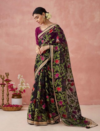 Classy black printed saree