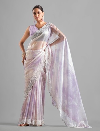 Latest lilac purple tissue silk saree