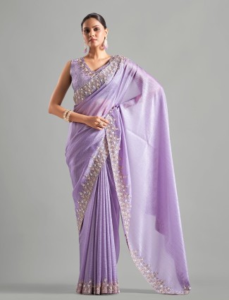 Stunning purple chiffon saree