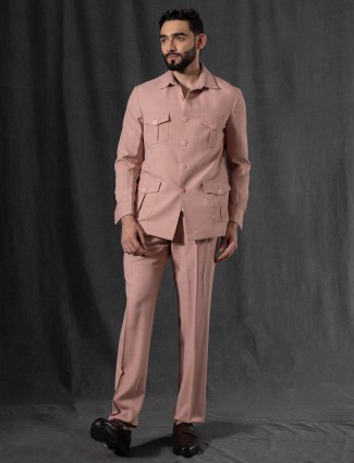 Rust pink cotton jodhpuri suit for stylish man
